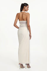 Lacava Romantic Contour Halter Ruched Floral Maxi Dress