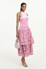 Gunnhild Romantic Contour Halter Floral Velvet Maxi Dress