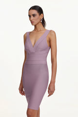 Muera Classic Contour V Neck Sleeveless Bandage Midi Dress