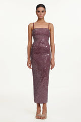 Orisy Chic Contour Sleeveless Rhinestone Bandage Maxi Dress