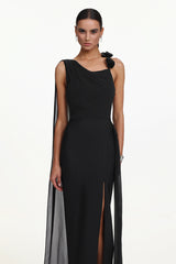 Eliza Elegant Flowy Sleeveless Asymmetric Floral Maxi Dress