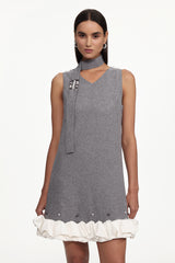 Goldi Chic Tailored V Neck Sleeveless Woven Mini Dress