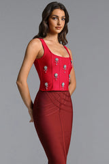 Pansy Classic Contour Rhinestone Floral Bandage Top