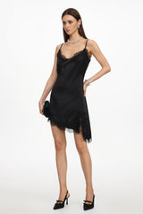 Moony Sexy Tailored Sleeveless Lace Detailing Mini Dress