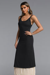 Elosie Classic Contour V Neck Contrast Lace Knit Maxi Dress