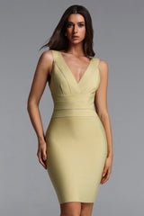 Muera Classic Contour V Neck Sleeveless Bandage Midi Dress