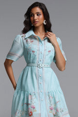 Nikuna Resort Flowy Short Sleeve Floral Print Woven Mini Dress