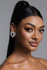 Sila Rhinestone Heart Hollowed Out Earrings