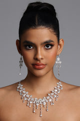 Zada Crystal Fringe Choker Necklace Earrings Set