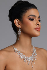 Zada Crystal Fringe Choker Necklace Earrings Set