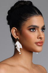 Pale Resin Leaf Flower Earrings