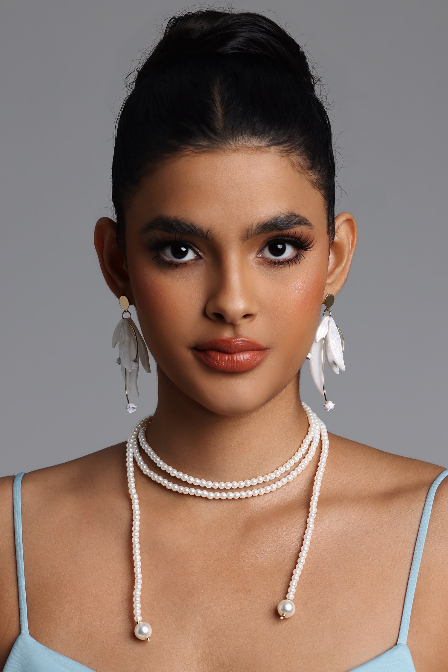 Nunna Multi Layer Pearl Y Shaped Necklace