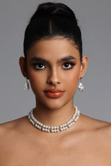 Pinky Net Wrapped Pearl Drop Earrings
