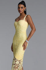 Hanava Chic Contour Lace Bandage Midi Dress