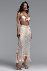 Kaona Resort Flowy Fringe Lace Swimsuit Three Piece Set