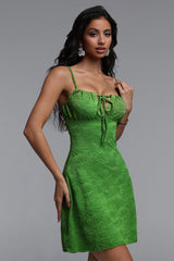 Viaya Resort Cinched Sleeveless Jacquard Woven Mini Dress