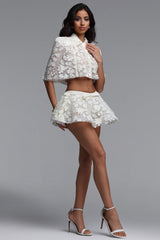 Sarah Chic Short Sleeve Lace Top Or Skirt Two Piece Set