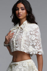 Sarah Chic Short Sleeve Lace Top Or Skirt Two Piece Set
