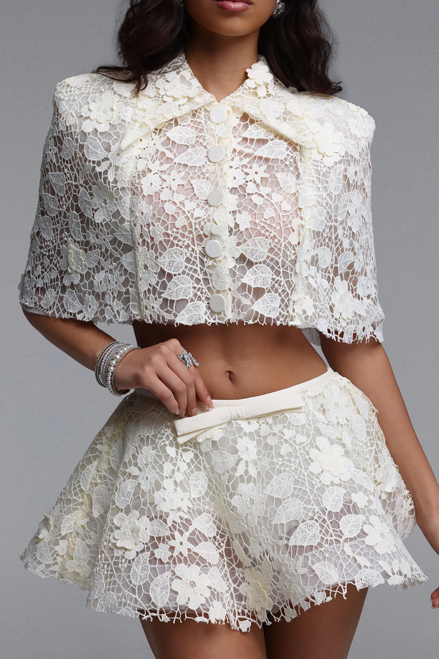 Sarah Chic Short Sleeve Lace Top Or Skirt Two Piece Set