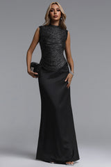 Siayh Sleeveless Tassels Bandage Black Maxi Two Piece Set