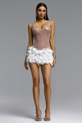 Jenny Chic Contour Sequin Petal Mini Dress