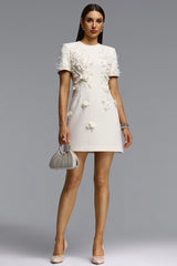 Kamo Elegant Tailored Short Sleeve Floral Mini Dress