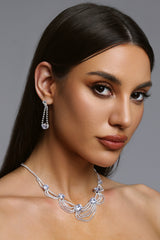 Zarinny Multi Layer Tassel Cubic Necklace And Earrings Set
