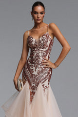 Valri Elegant Contour V Neck Sequin Pattern Maxi Dress