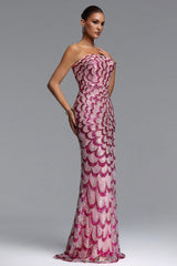 Facia Romantic Contour Strapless Sequin Maxi Dress
