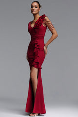 Mercy Romantic Contour V Neck Pleated Floral Maxi Dress