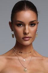 Leyla Multi Layer Daisy Pearl Pendant Stacked Necklace