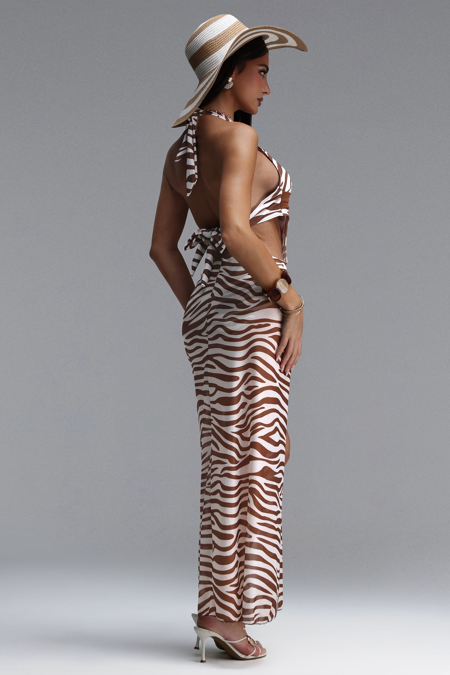 Pasha Resort Sleeveless Print Swimsuit Two Piece Set