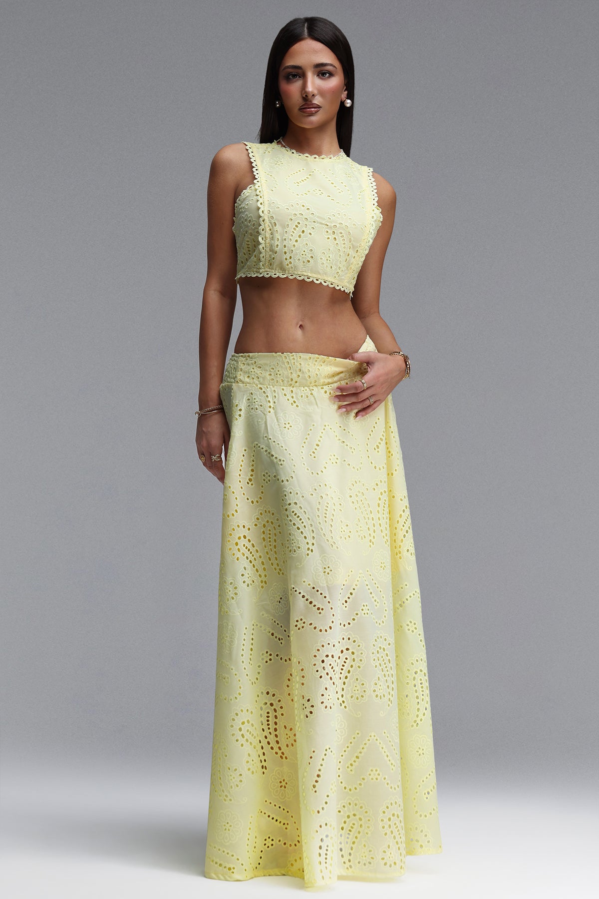 Rereny Resort Flowy Sleeveless Woven Top and Skirt Two Piece Set