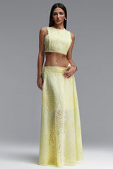 Rereny Resort Flowy Sleeveless Woven Top and Skirt Two Piece Set