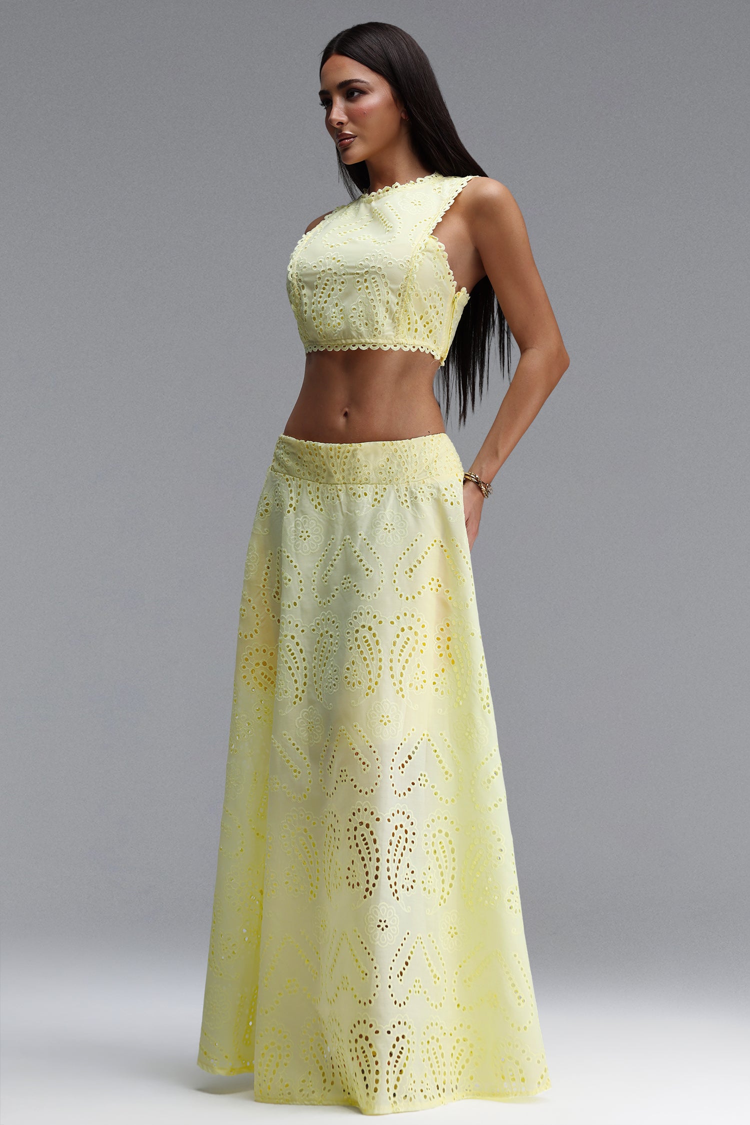Rereny Resort Flowy Sleeveless Woven Top and Skirt Two Piece Set