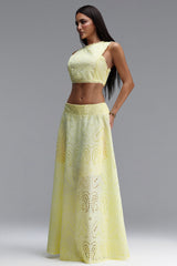 Rereny Resort Flowy Sleeveless Woven Top and Skirt Two Piece Set