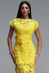 Martha Resort Flowy Short Sleeve Floral Lace Maxi Dress