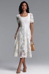 Yerza Elegant Tailored Short Sleeve Floral Woven Maxi Dress