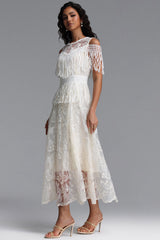Lexie Resort Flowy Round Neck Floral Print Woven Maxi Dress
