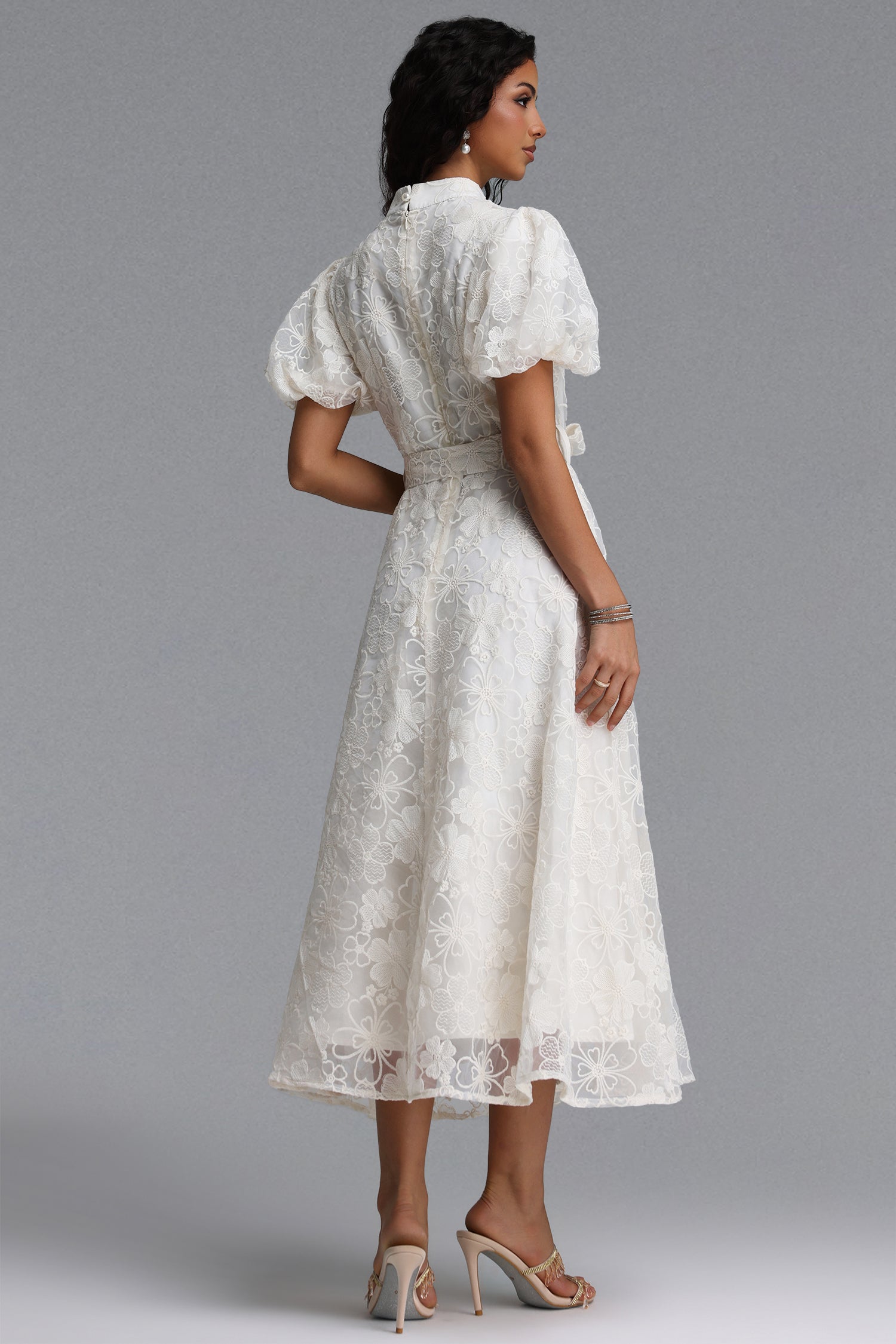 Ilsa Resort Flowy Puff Sleeve Floral Woven Maxi Dress