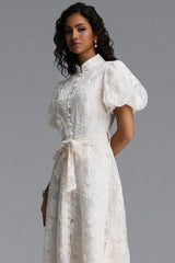 Ilsa Resort Flowy Puff Sleeve Floral Woven Maxi Dress