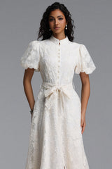 Ilsa Resort Flowy Puff Sleeve Floral Woven Maxi Dress