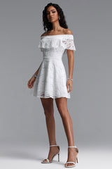 Lillian Resort Flowy Off Shoulder Floral Tulle Mini Dress