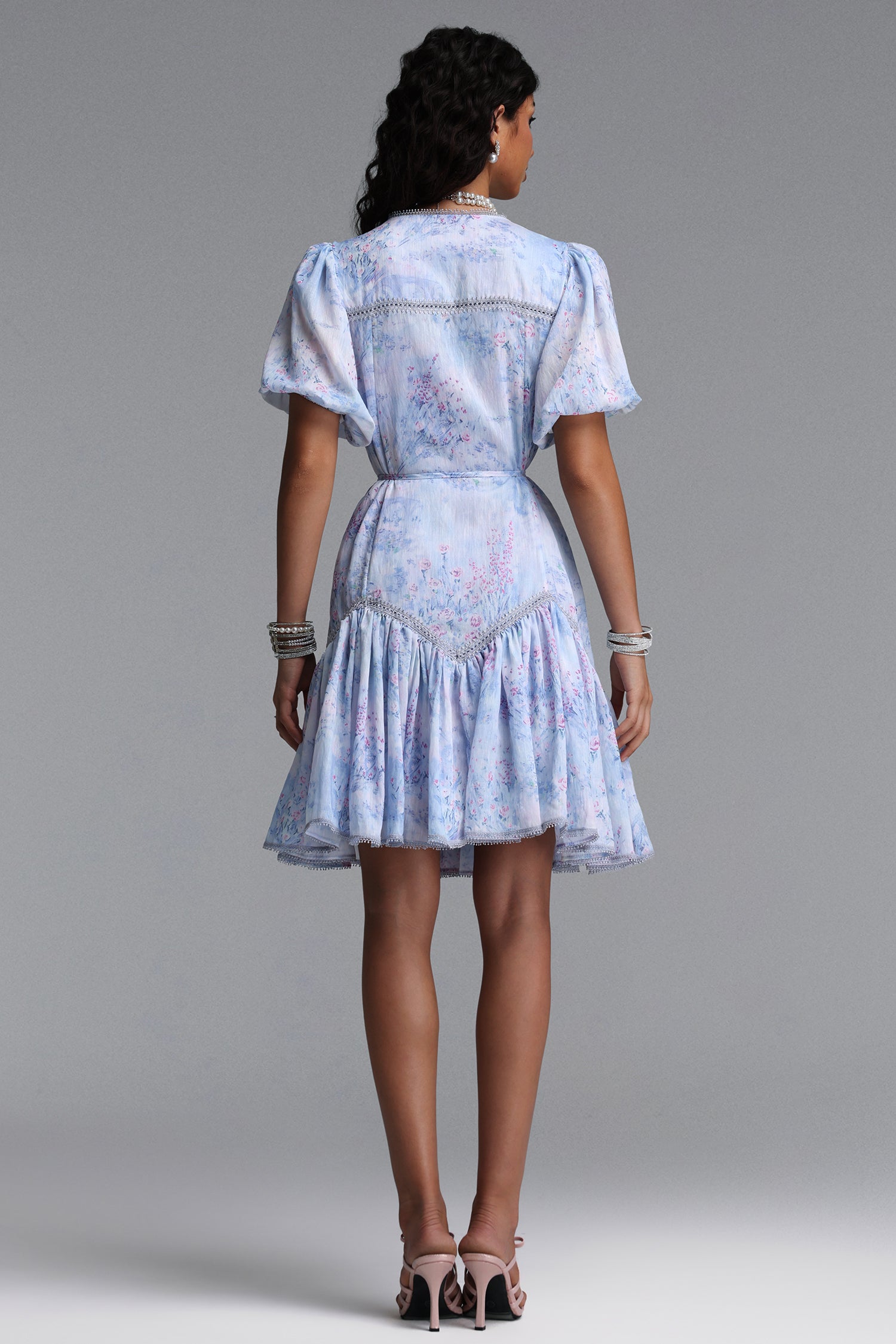 Kiera Resort Flowy Puff Sleeve Floral Print Woven Mini Dress