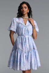 Kiera Resort Flowy Puff Sleeve Floral Print Woven Mini Dress