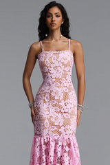 Ruth Elegant Contour Sleeveless Floral Lace Maxi Dress
