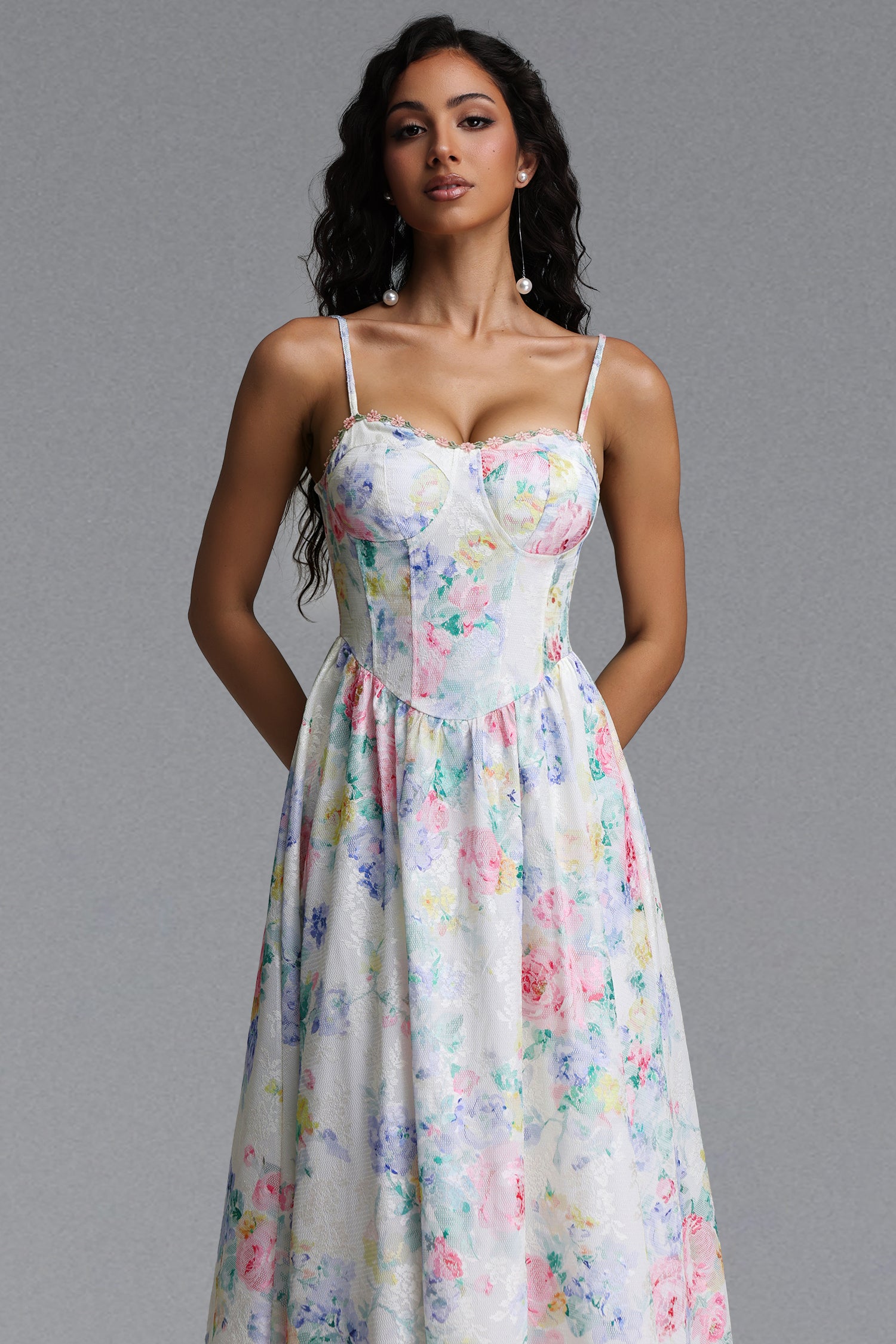 Enya Resort Flowy Sleeveless Floral Print Woven Maxi Dress