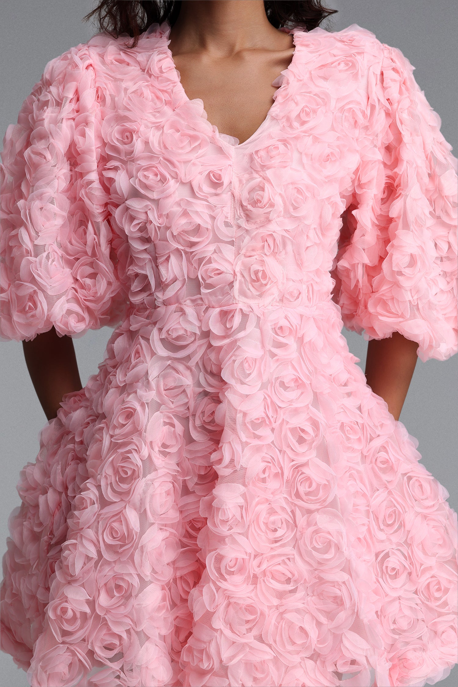 Kadence Resort Flowy V Neck Puff Sleeve Floral Woven Mini Dress