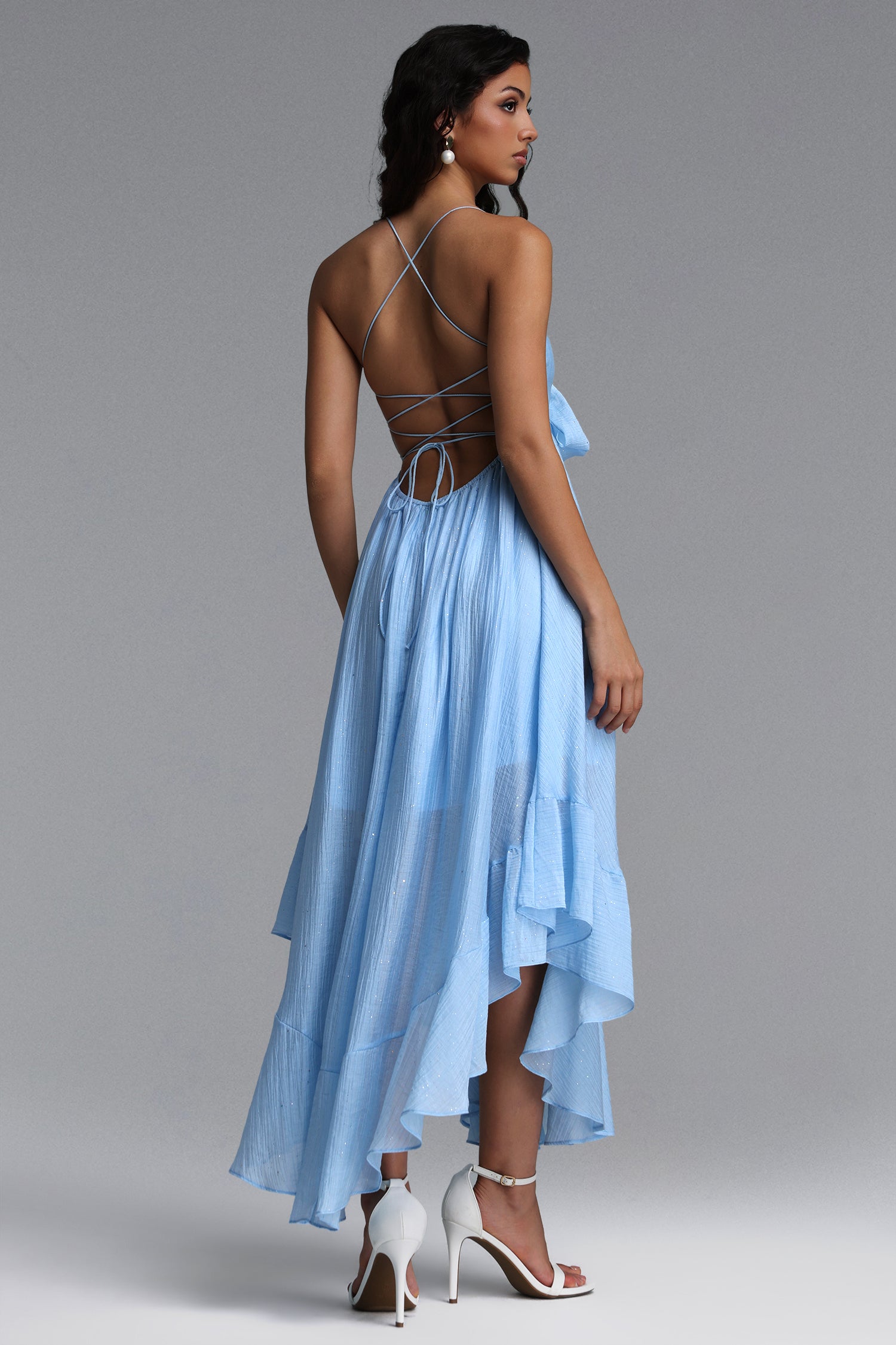 Eyola Resort Flowy Sleeveless Bow Chiffon Maxi Dress