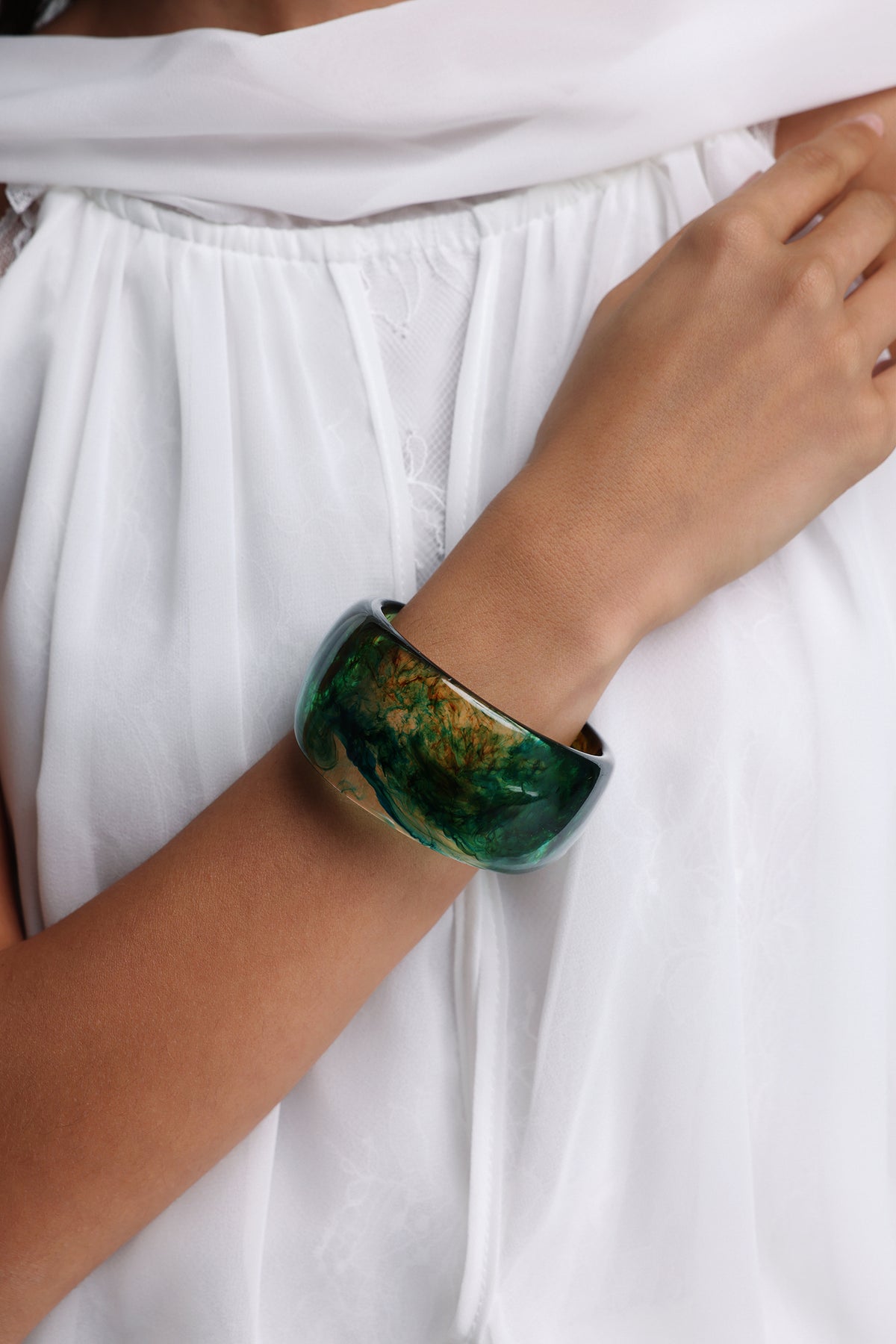 Edeline Green Ink Resin Bangle